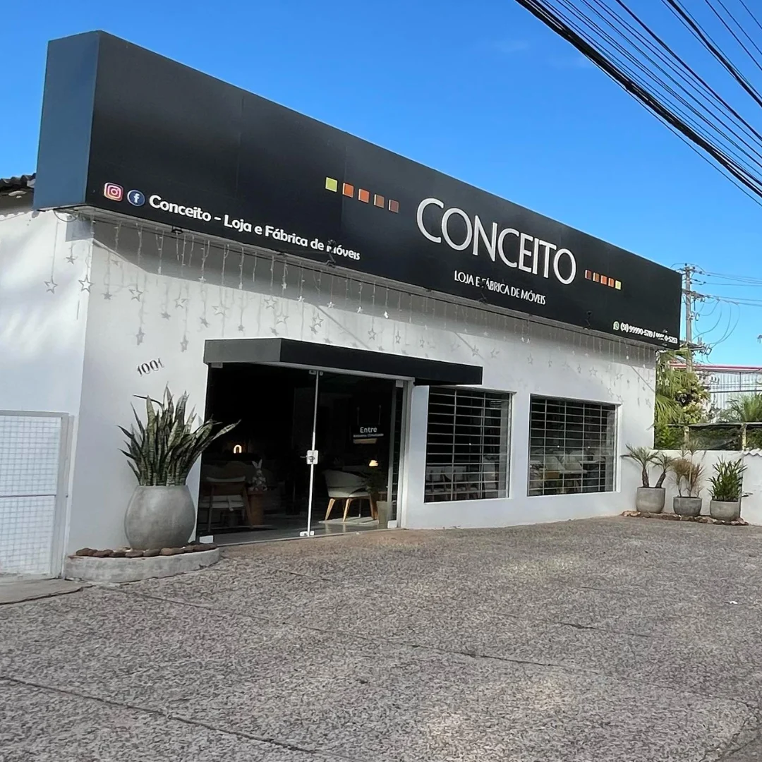 Fachada da Conceito Loja e Fábrica de Móveis em Vera Cruz